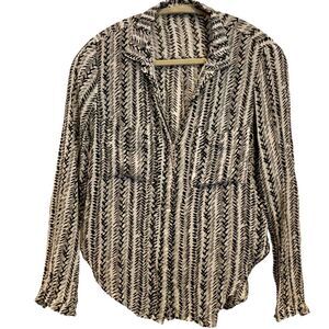 Bella Dahl BLACK and gray lightweight blouse with #design size extra small